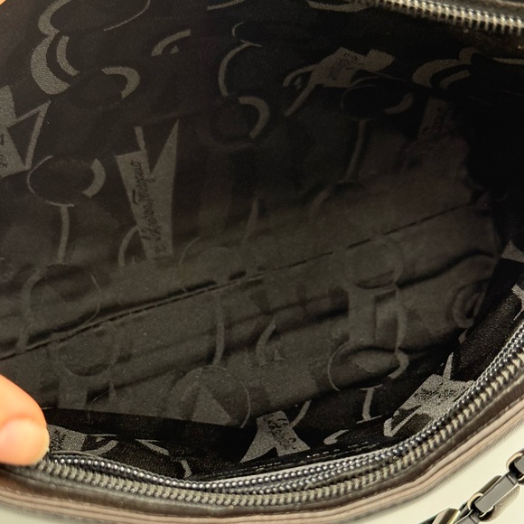 Salvatore Ferragamo Dark Brown Leather Shoulder Bag with Chain Strap - Picture 10 of 12